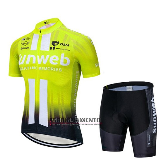 Abbigliamento Sunweb 2019 Manica Corta e Pantaloncino Con Bretelle Giallo Bianco - Clicca l'immagine per chiudere